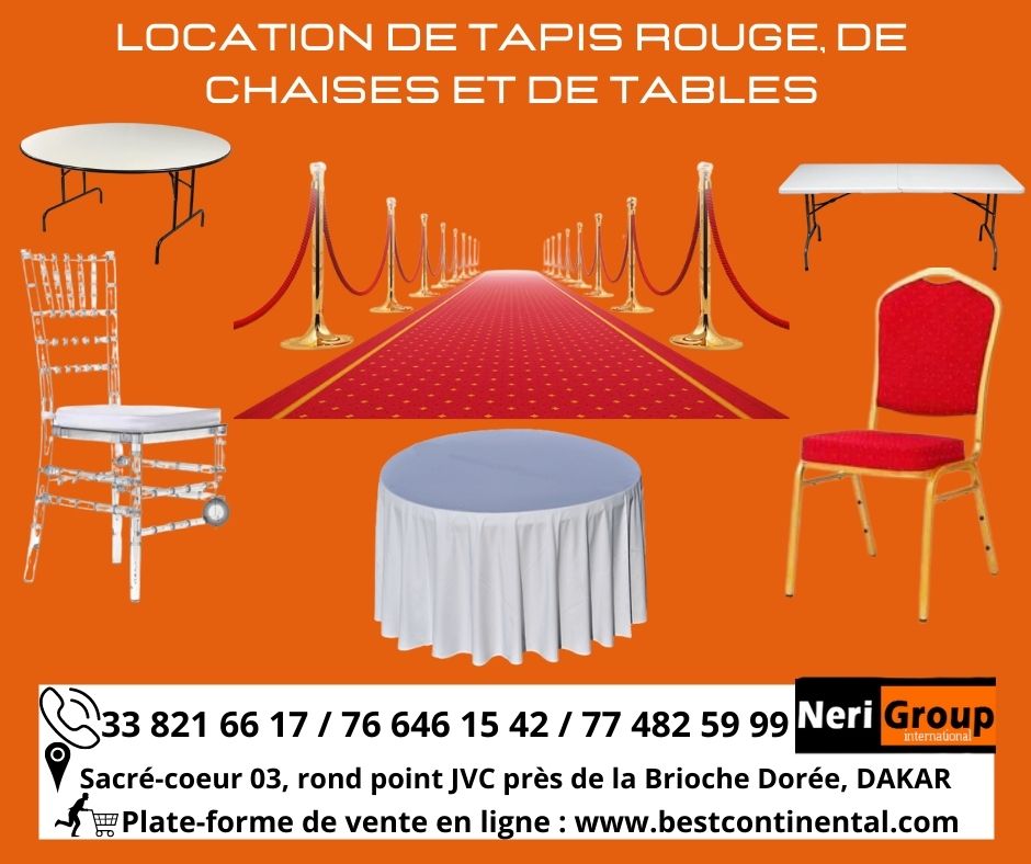 LOCATION DE CHAISES, DE TABLES et de TAPIS ROUGE 02