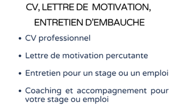 Formation CV lettre de motivation, entretien de motivation, accompagnement stages et emplois